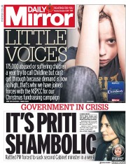 Daily Mirror (UK) Newspaper Front Page for 9 November 2017
