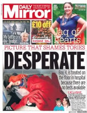 Daily Mirror (UK) Newspaper Front Page for 9 December 2019
