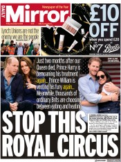 Daily Mirror front page for 9 December 2022