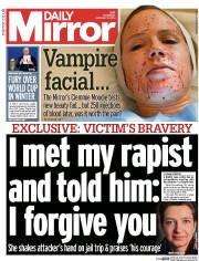 Daily Mirror Newspaper Front Page (UK) for 9 January 2014