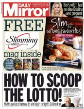 Daily Mirror (UK) Newspaper Front Page for 9 January 2016