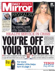 Daily Mirror (UK) Newspaper Front Page for 9 February 2018