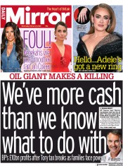 Daily Mirror (UK) Newspaper Front Page for 9 February 2022