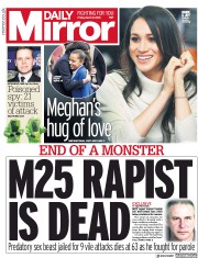 Daily Mirror (UK) Newspaper Front Page for 9 March 2018