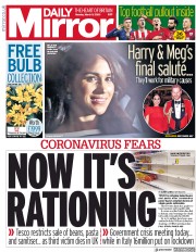 Daily Mirror (UK) Newspaper Front Page for 9 March 2020