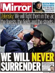 Daily Mirror (UK) Newspaper Front Page for 9 March 2022