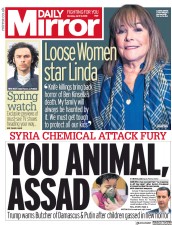 Daily Mirror (UK) Newspaper Front Page for 9 April 2018