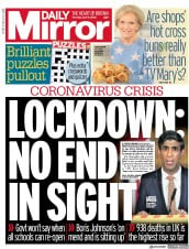 Daily Mirror (UK) Newspaper Front Page for 9 April 2020