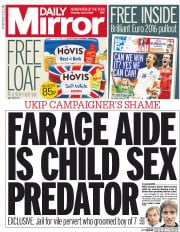Daily Mirror (UK) Newspaper Front Page for 9 June 2016