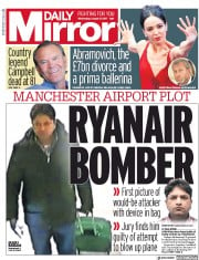 Daily Mirror (UK) Newspaper Front Page for 9 August 2017