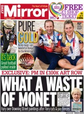 Daily Mirror (UK) Newspaper Front Page for 9 August 2021