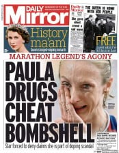 Daily Mirror (UK) Newspaper Front Page for 9 September 2015