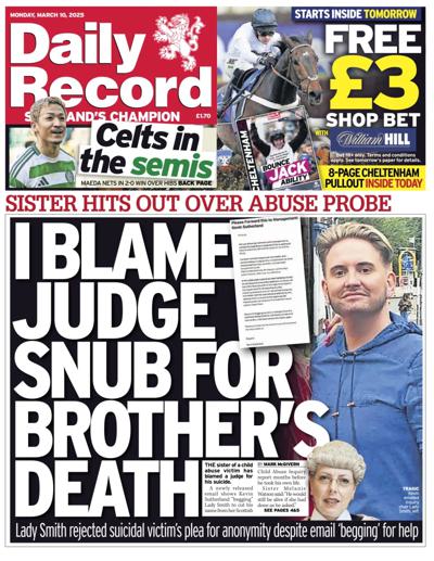 Daily Record Newspaper Front Page (UK) for 10 March 2025