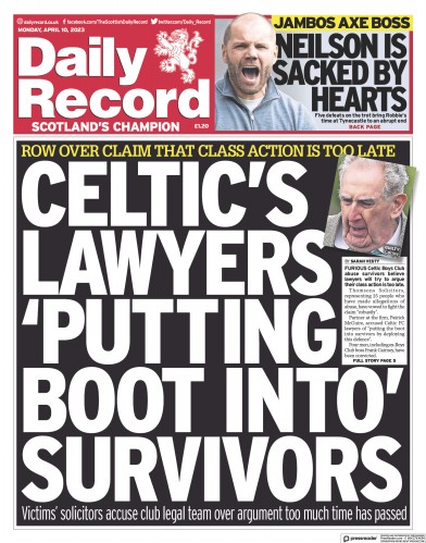 Daily Record Newspaper Front Page (UK) for 10 April 2023
