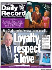 Daily Record front page for 10 September 2022