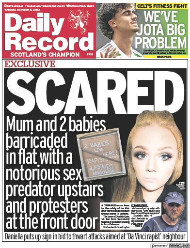 Daily Record Newspaper Front Page (UK) for 11 October 2022