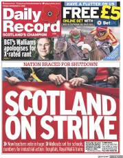 Daily Record (UK) Newspaper Front Page for 11 November 2022