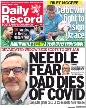 Daily Record front page for 11 January 2022