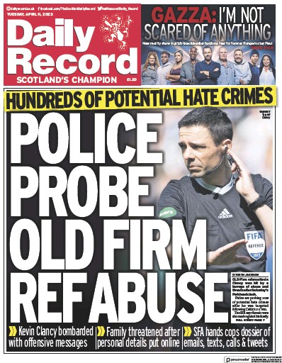 Daily Record Newspaper Front Page (UK) for 11 April 2023