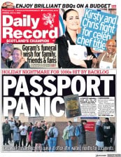 Daily Record (UK) Newspaper Front Page for 11 July 2022