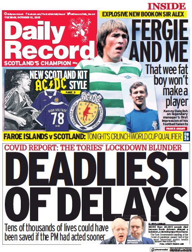 Daily Record Newspaper Front Page (UK) for 12 October 2021