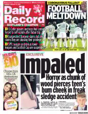 Daily Record (UK) Newspaper Front Page for 12 January 2021