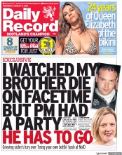 Daily Record (UK) Newspaper Front Page for 12 January 2022