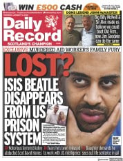 Daily Record front page for 12 January 2023
