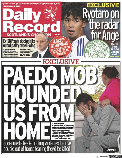 Daily Record Newspaper Front Page (UK) for 12 May 2023