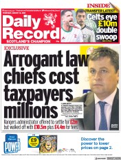 Daily Record (UK) Newspaper Front Page for 12 August 2021