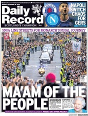Daily Record front page for 12 September 2022