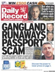 Daily Record front page for 13 January 2023