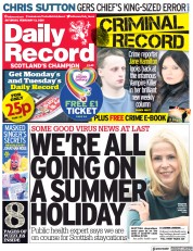 Daily Record (UK) Newspaper Front Page for 13 February 2021