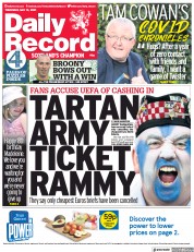 Daily Record (UK) Newspaper Front Page for 13 May 2021