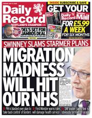 Daily Record front page for 13 May 2025