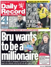 Daily Record (UK) Newspaper Front Page for 13 July 2021