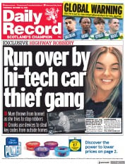 Daily Record (UK) Newspaper Front Page for 14 October 2021