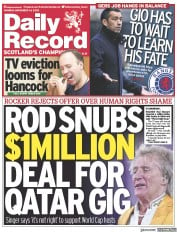Daily Record front page for 14 November 2022
