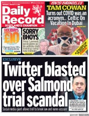 Daily Record (UK) Newspaper Front Page for 14 January 2021