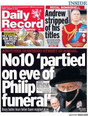 Daily Record front page for 14 January 2022