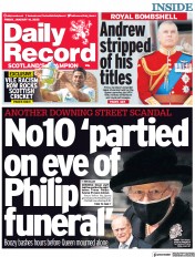 Daily Record (UK) Newspaper Front Page for 14 January 2022