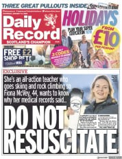 Daily Record (UK) Newspaper Front Page for 14 January 2023