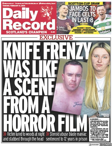 Daily Record Newspaper Front Page (UK) for 14 February 2023