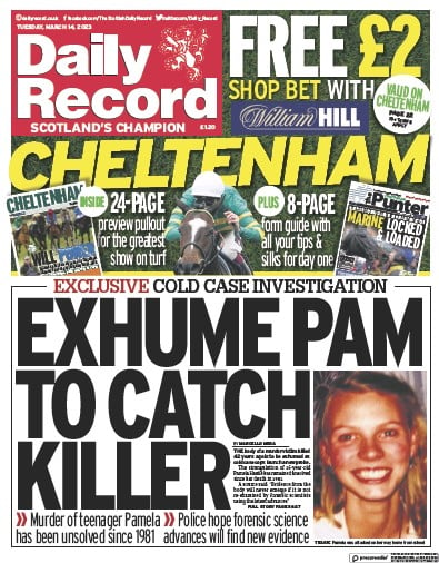 Daily Record Newspaper Front Page (UK) for 14 March 2023