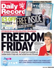 Daily Record (UK) Newspaper Front Page for 14 April 2021