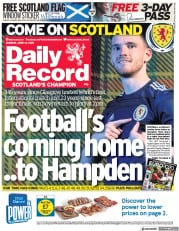 Daily Record (UK) Newspaper Front Page for 14 June 2021