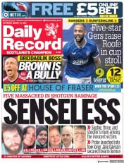 Daily Record (UK) Newspaper Front Page for 14 August 2021