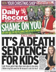 Daily Record (UK) Newspaper Front Page for 15 November 2023