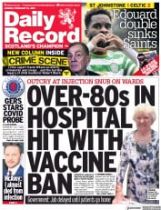 Daily Record (UK) Newspaper Front Page for 15 February 2021