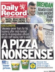 Daily Record front page for 15 September 2023